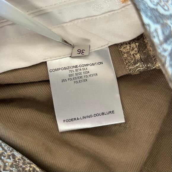 Stella McCartney Gold Metallic Jacquard Brocade Trousers Small High Rise Pants - Picture 13 of 16